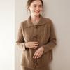 Women's Cashmere Knit Cardigan: Long Sleeve, Loose Fit, Thick, Stylish, Versatile, Soft, Skin-Friendly for Autumn and Winter