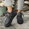 Fashion Fall New Flat Single Shoes Women's Round Toe Suede Lace-up Soft Sole Anti-slip Wear-resistant Low Top Shoes