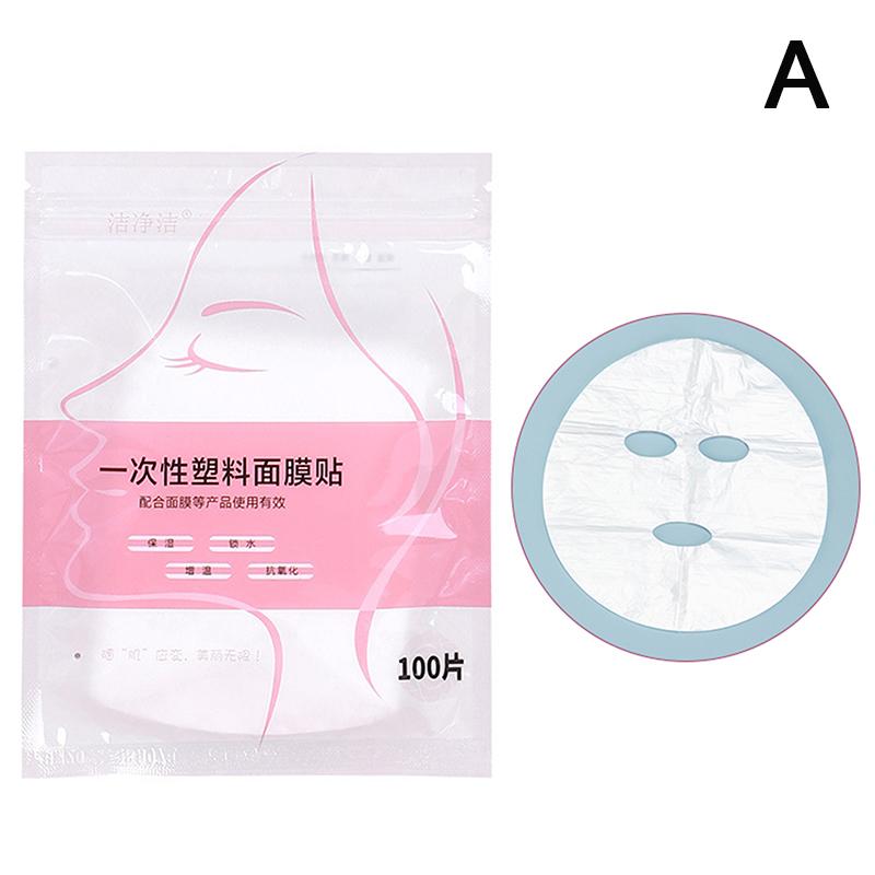 100pcs Masks Wrap Face Plastic Film Full Face Cleanser Mask Neck Stickers Paper Disposable Transparent Facial Beauty Makeup Tool
