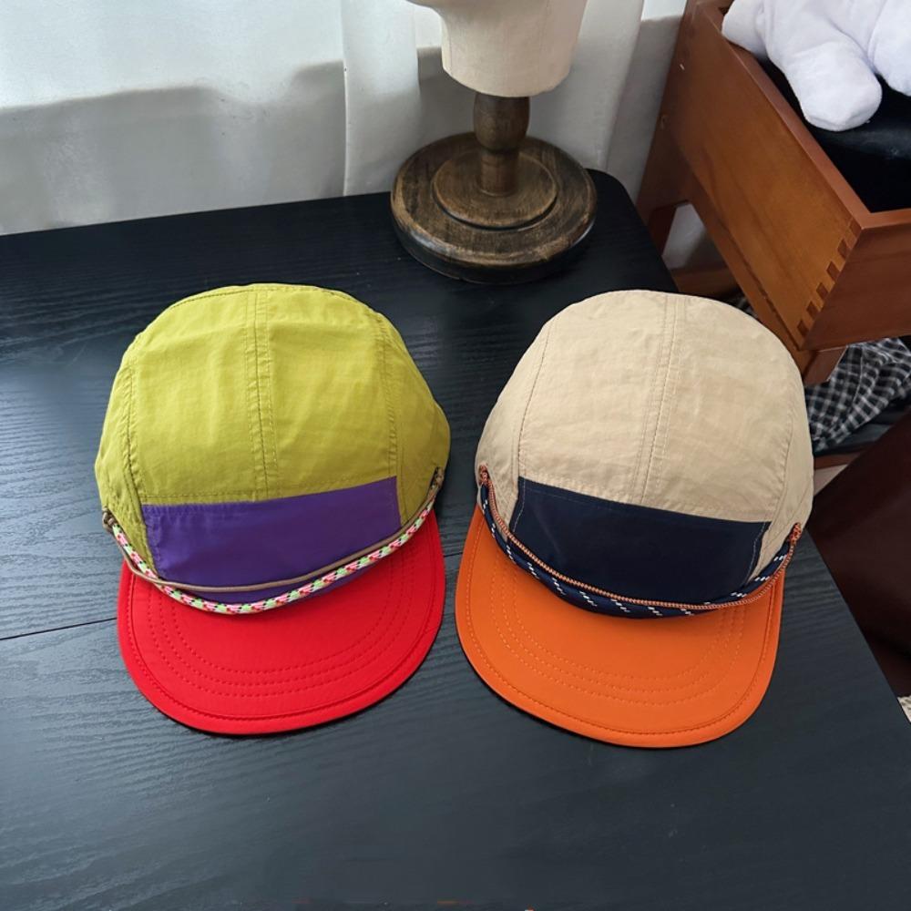 5 Panel Nylon Baseball Cap For Men Women, Color Block Design, Perfect For Outdoor Running, Cycling, Casual Daily Wear