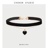 Minimalistischer Schwarzer Samt-Choker, Retro Dunkles Temperament Halsaccessoires für Bräute und Mädchen