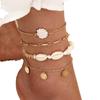 4PC Summer Fashion JHand-knitted Ladies Beach Crushed Stone Chain Boho Shell Charm Ankle For Women Bracelet On The Leg Jewelry