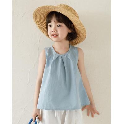 Girls' French-Style Sleeveless Blouse and Culottes Set
