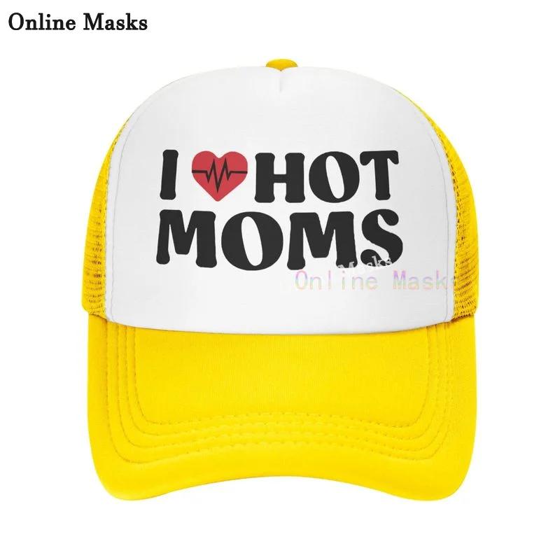 I Love Hot Moms Bucket Hat Unisex Adult I Heart Hot Moms Adjustable Baseball Cap Gift Hats Mesh Trucker Caps Unisex Womens