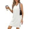 Women's V-neck Sleeveless Solid-Color Dress