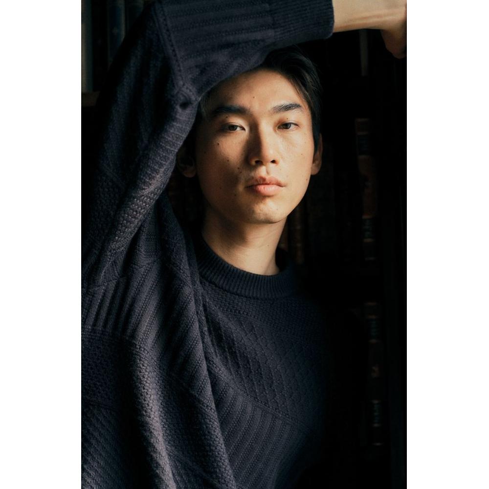 H M Regular Fit Textured Knit juMper Navy Blue