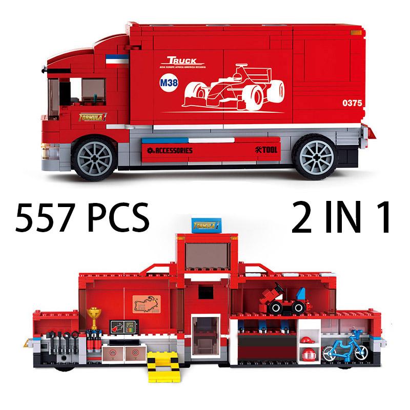 2022 City Speed Formula Transporter Bricks Big Cargo Truck Blocks Building Car Figures Set Vehicle Model Childrens Toys