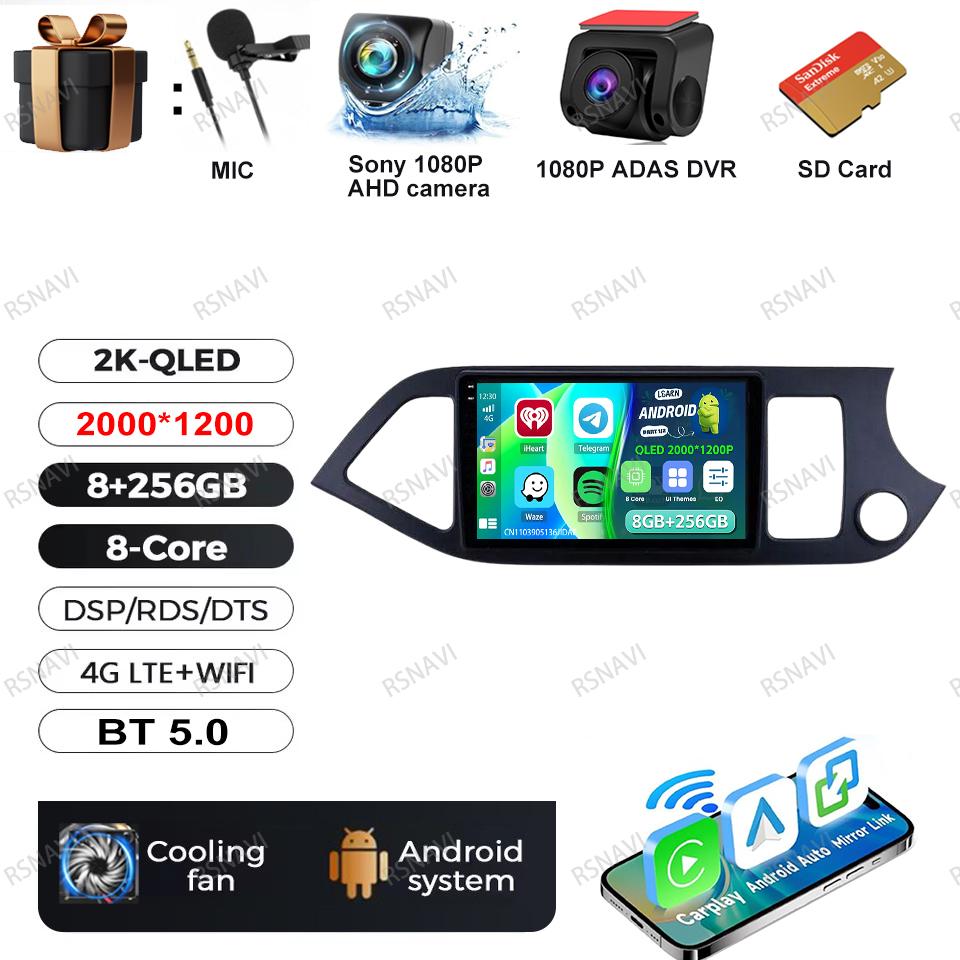 Car Radio Android 16 For KIA PICANTO Morning 2011-2016 RHD Navigation DVD BT 5G WIFI Viedo Player Autoradio 4G LTE Head Unit DSP