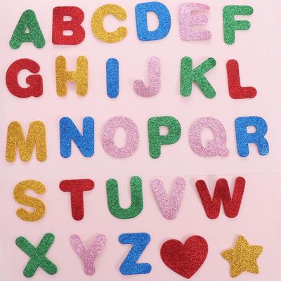 A-Z Letters Foam Letter Sticker Wall Decals Decoration Glitter Alphabet Sticker Sponge Self-adhesive Alphabet Learning Sticker