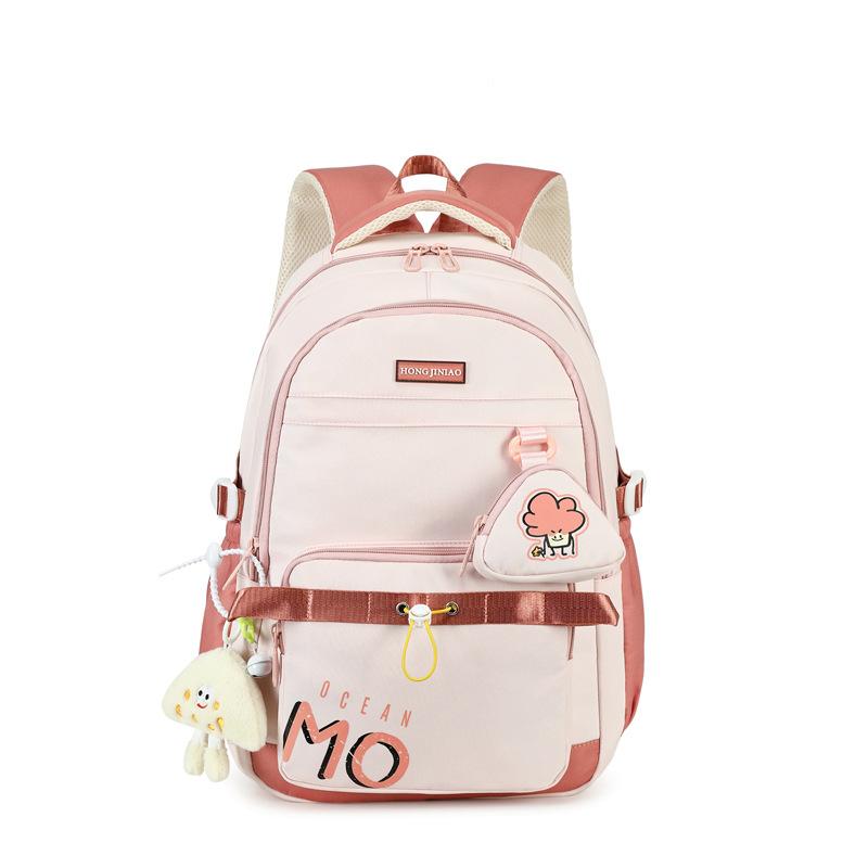 

Small fresh and sweet girls backpack, new junior high school primary school schoolbag, large capacity and light class backpack розовый