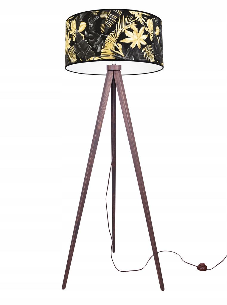 Floor Lamp Tripod Lampshade Golden Flowers Led