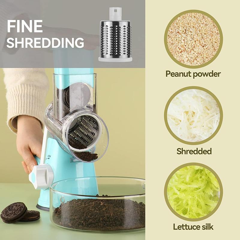 3in1 Rotary Cheese Grater Multifunctional Hand Cranked Vegetable Slicer Cheese Vegetable Shredder With 3 Blades Kitchen Supplies