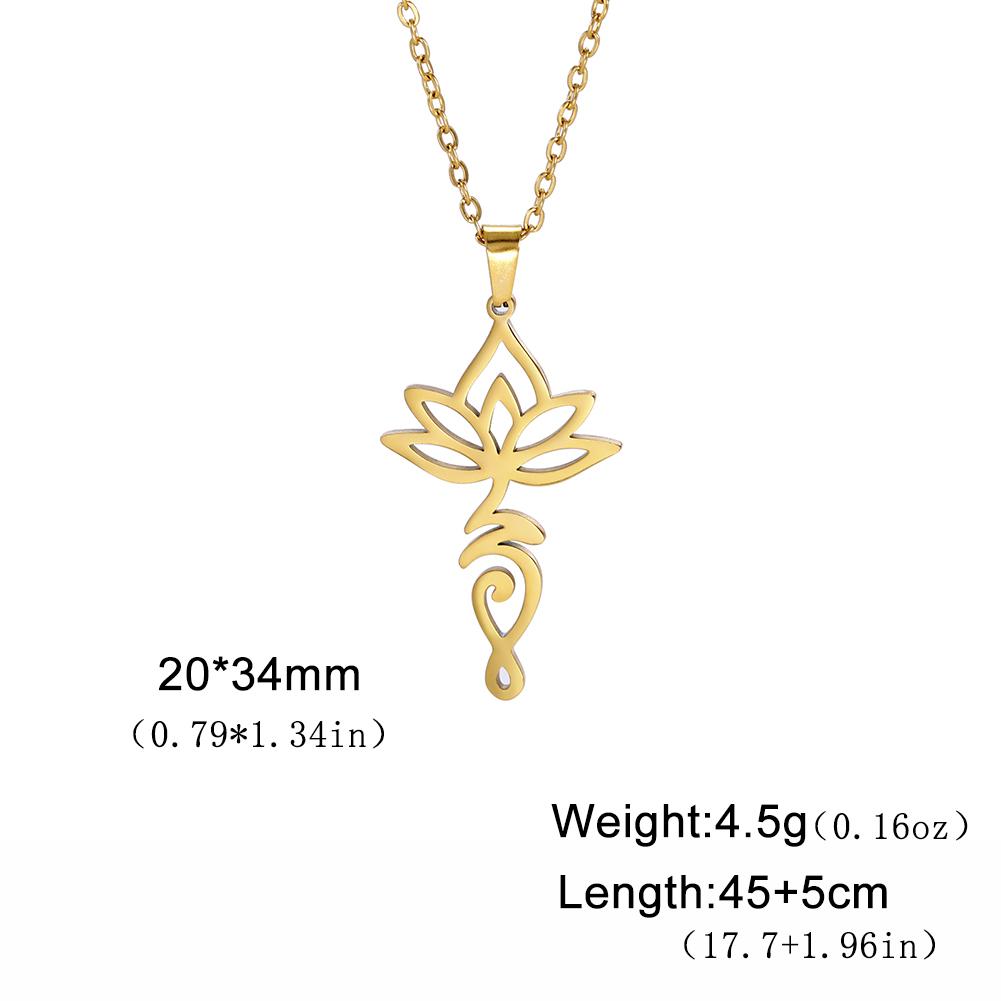 Cazador Stainless Steel Lotus Flower Yoga Om Unalome Pendant Necklace for Women Gift Buddhism Neck Chain Mandala Amulet Jewelry