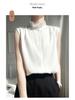 Silky Lotus Leaf Lace Collar Sleeveless Top for Women - Spring/Summer Fashion Layering Essential
