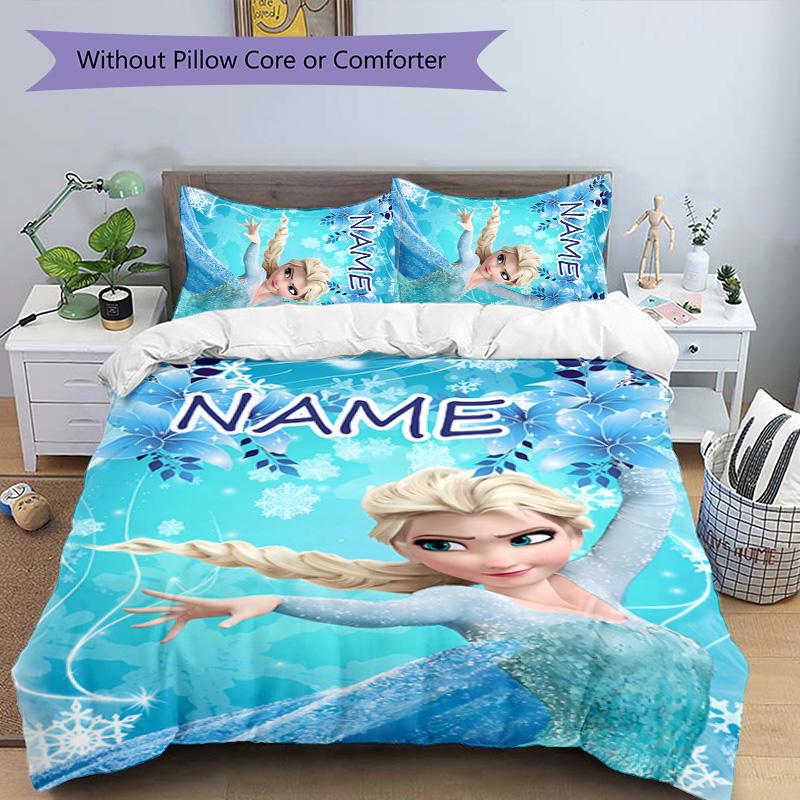 3pcs Frozen8 Cover Set - Personalized Name, HD Printed Bedding with 1 Cover and 2 Pillowcases - Perfect for Home Decor, Easy Care