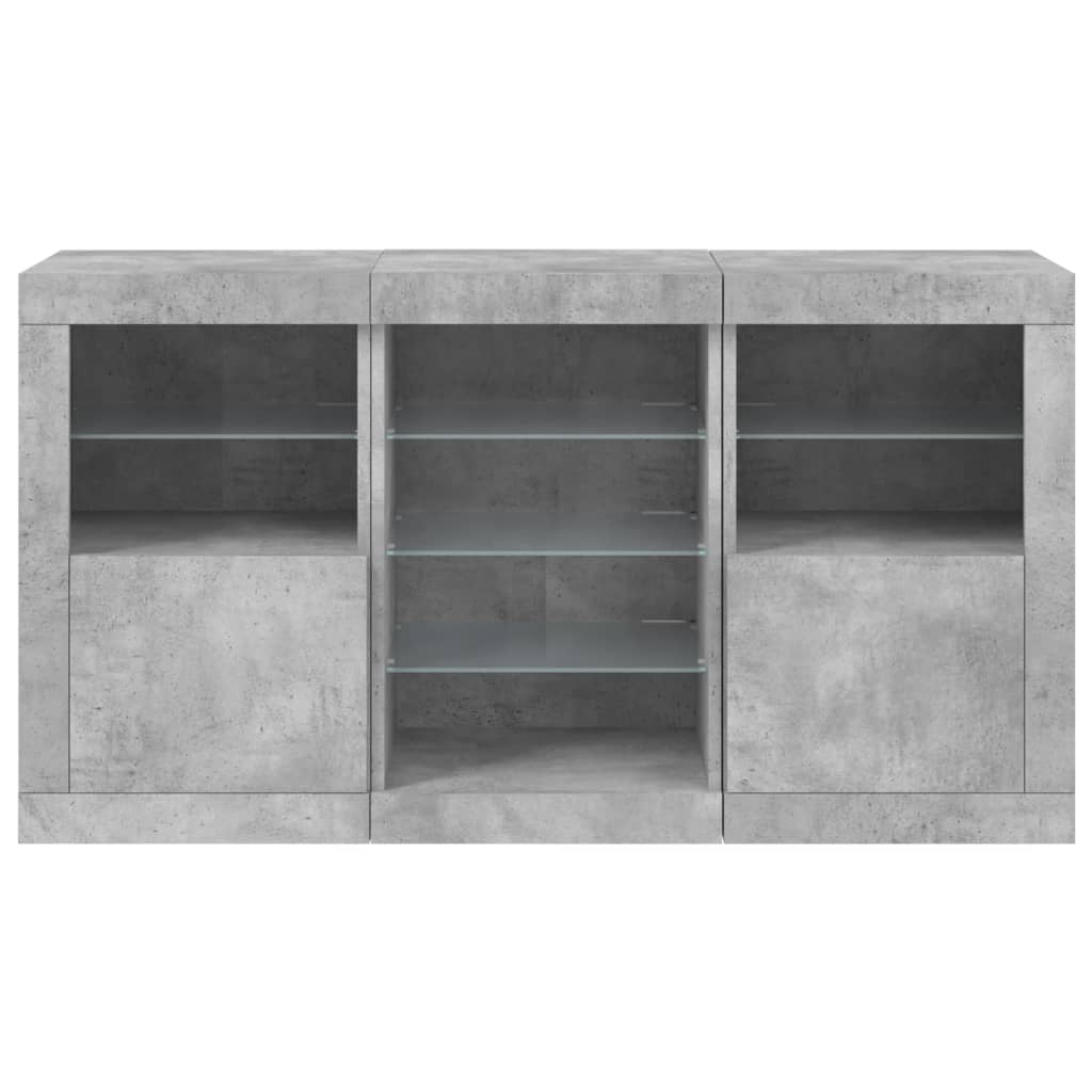 Vidaxl Cabinet With LED Lighting, Concrete Gray, 123X37X67 Cm