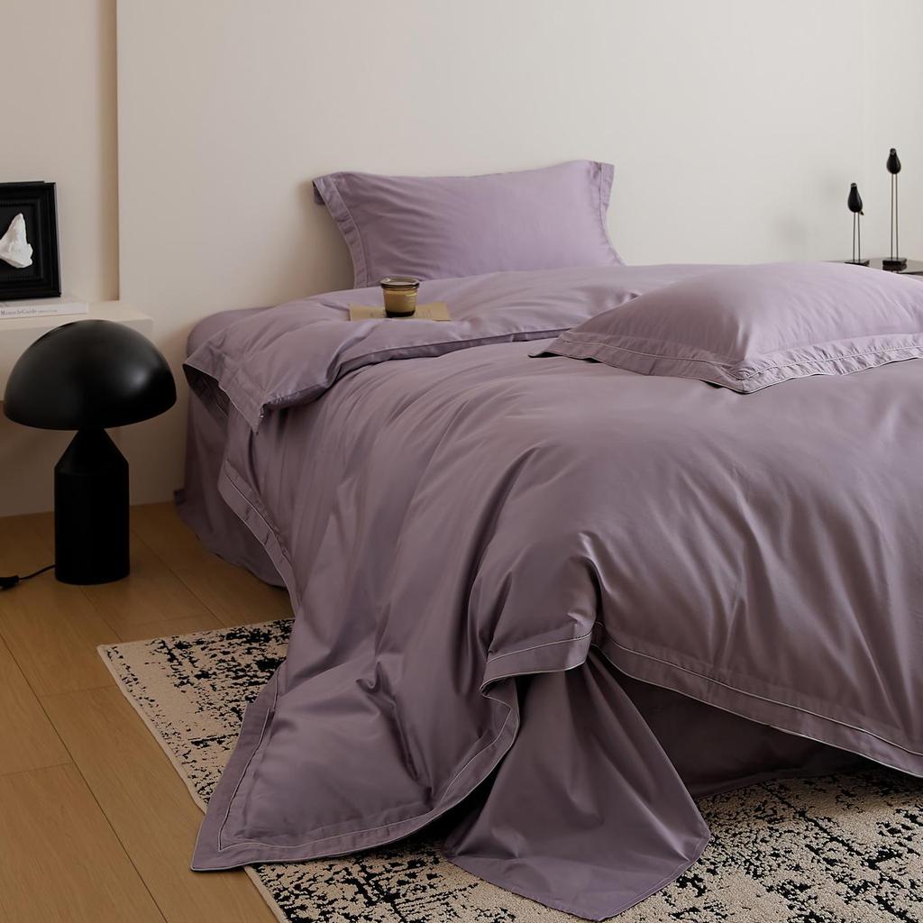 100-Piece Luxury Cotton Satin Bedding Set – Solid Color Duvet Cover with Xinjiang Long-Staple Cotton Sheets.