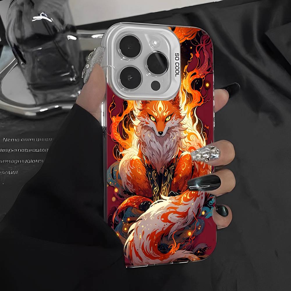 Cartoon Animal Fox Phone Case For IPhone 17 16 15 14 11 12 13 Pro Max Pro Plus Colored Silver Cover