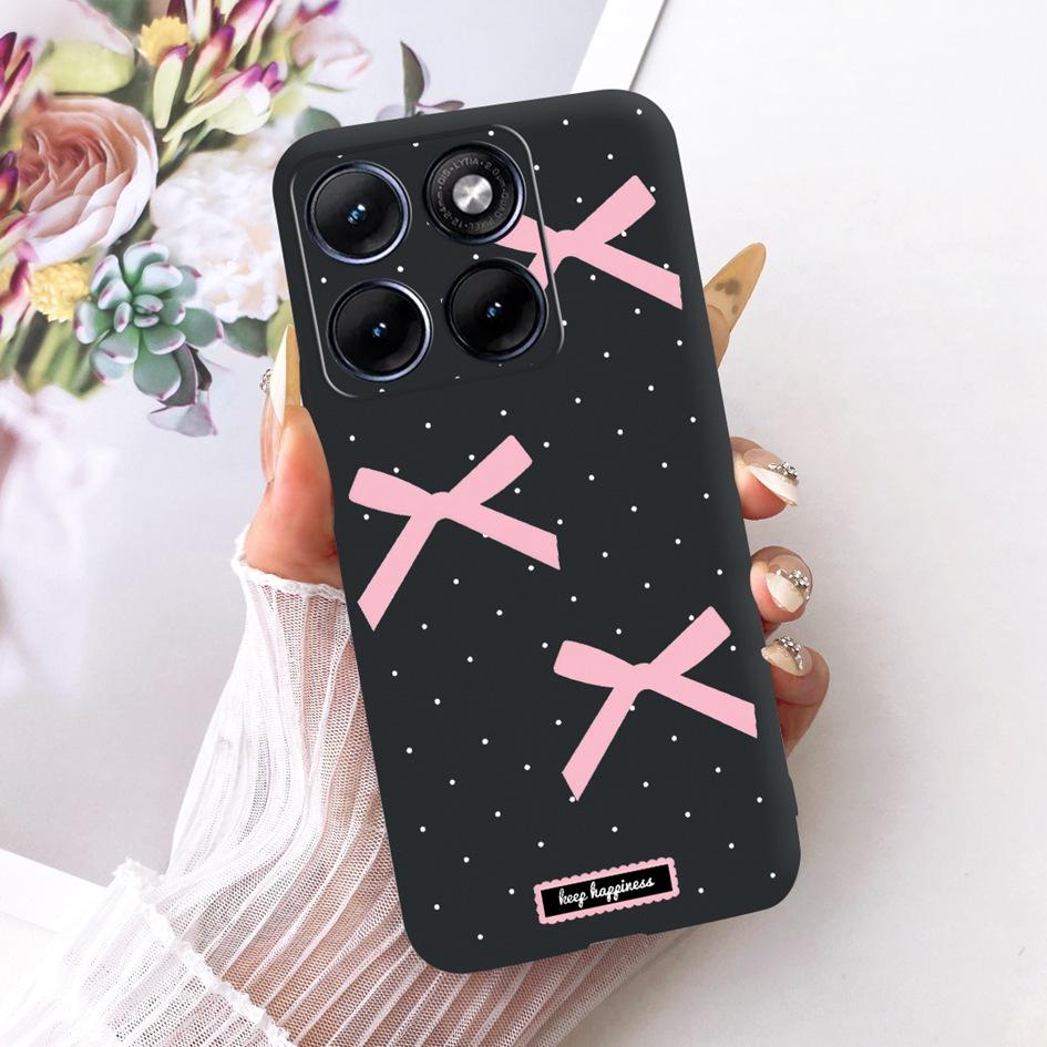 For Funda Motorola Edge 70 Fusion 2026 Phone Case New Fashion Flower Bow Soft Black Silicone Cover For Moto Edge 70Fusion+ Cases