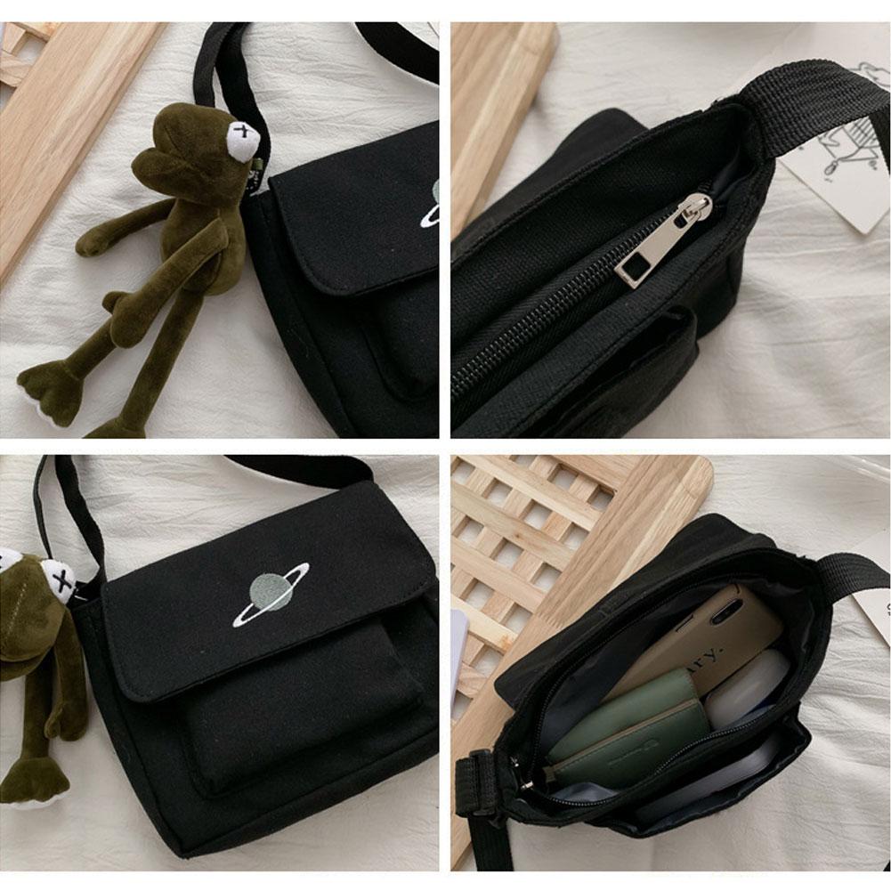 Pánská a dámská plátěná taška přes rameno Jižní Korea vyšívaná taška Star Postman Bag