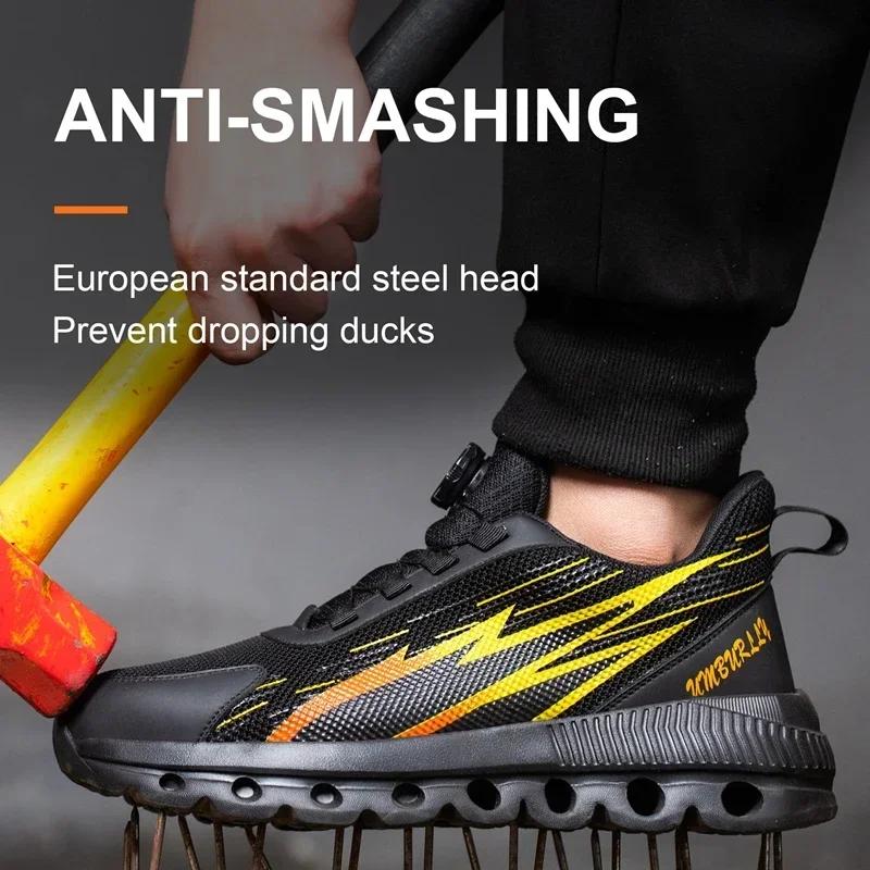 Indestructible Safety Shoes Rotating Button Safety Shoes 48 Light Work Shoes Men 47 Anti Puncture Sneakers With Steel Toe Cap