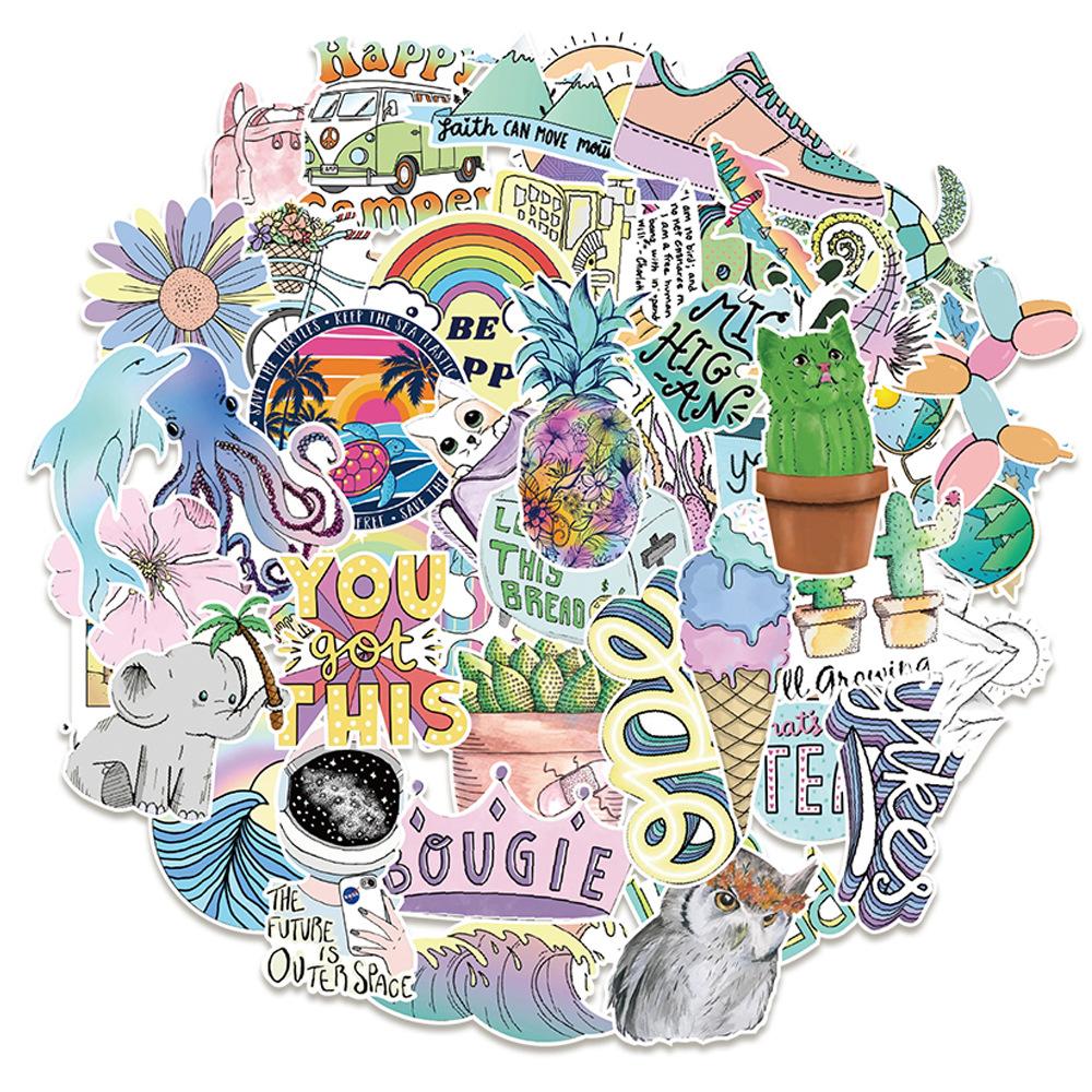 50 Happy Graffiti Stickers Suitcase Car Mobile Phone Tablet Computer Decoration Stickers Waterproof