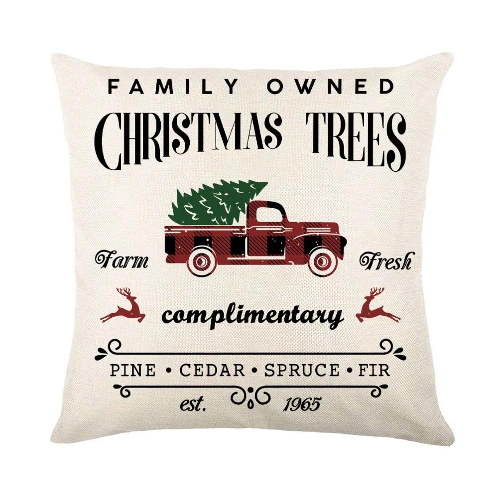 Christmas Cushion Cover Linen Pillow Covers Holiday Decoration Home Decor Salon Sofa Pillow Case Throw/Couch