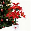 Artificial Christmas Flowers 7 Heads Faux Poinsettias Bouquet for Christmas Table Vase Fillers Planters Porch Outdoor Indoor Decor