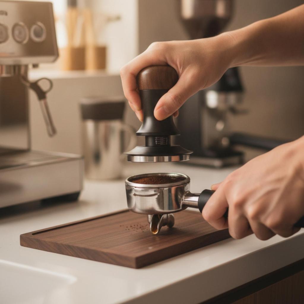 Espresso Tamper With Wooden Handle, Stainless Steel, Manual, For