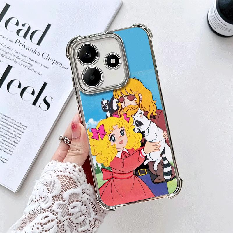 Candy 90s Cartoon Plating Phone Case For Xiaomi Redmi Note 14 15 Pro Plus 13 12 11 11S 11T 10 9S 9 5G Anti-Fall Airabag Cover