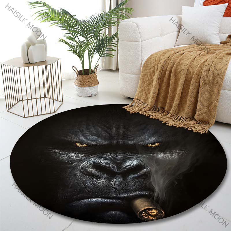 

Multiple sizes The Art of Gorilla Smoking Print Round Carpet Living Room Bedroom Table Chair Sofa Decorative Carpet Luxury gifts Diameter -60cm