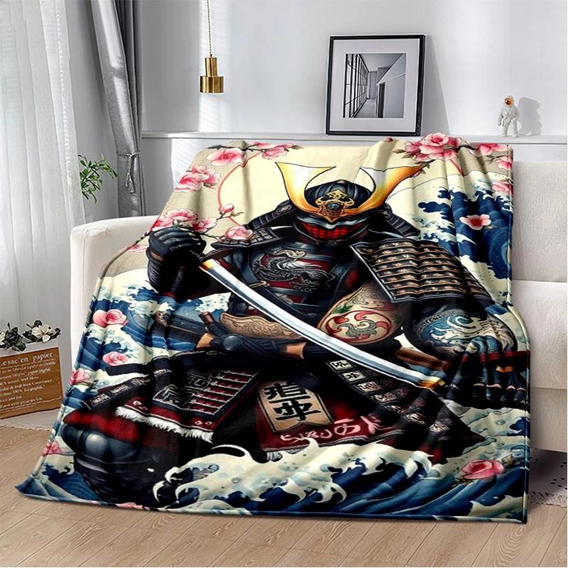 3D Japanischer Samurai Bushido Katana Cartoon Spiel Decke, Weiche Kuscheldecke für Zuhause Schlafzimmer Bett Sofa Reise Picknick Abdeckung Kinder