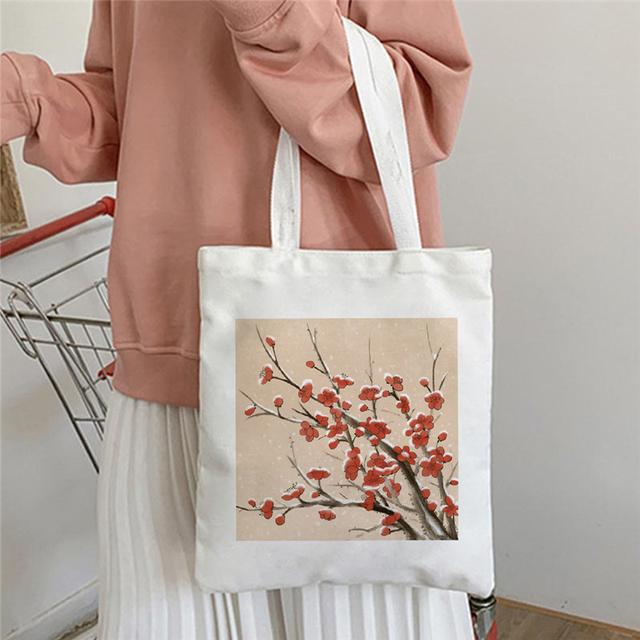 Women Kawaii Canvas Shoulder Bag Cartoon Print Ladies Shopping Bags Simple Grocery Handbags Tote Books Backpack School Bags