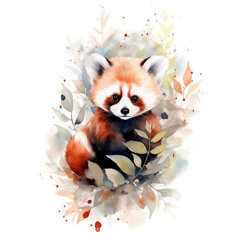 Red Panda Watercolor Arts Poster Print Canvas Art Pictures for Livng Room and Children Bedroom Home Decor Frameless Painting