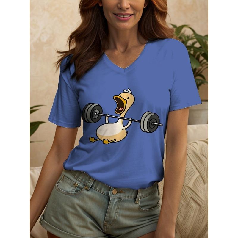 Summer Women's T-Shirt Sports Duck Print Casual Short-Sleeved 3d T-Shirt Fashion Street Oversized Women's Clothing