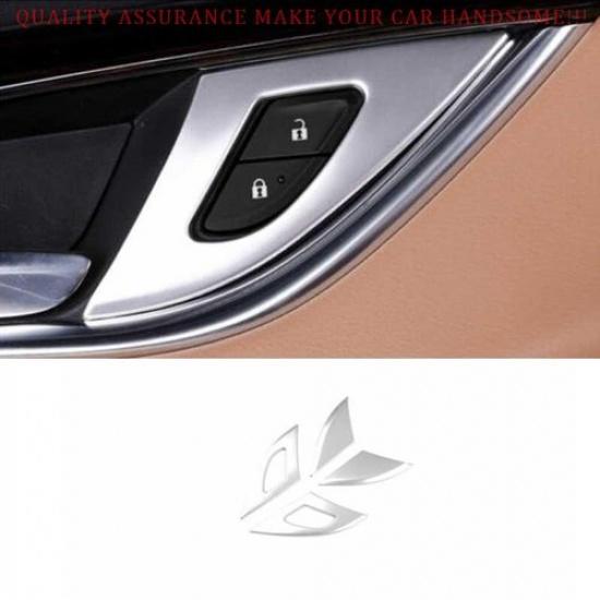 For Buick Lacrosse 2017-2019 Silver Steel Interior Door Handle Lock Cover Trim