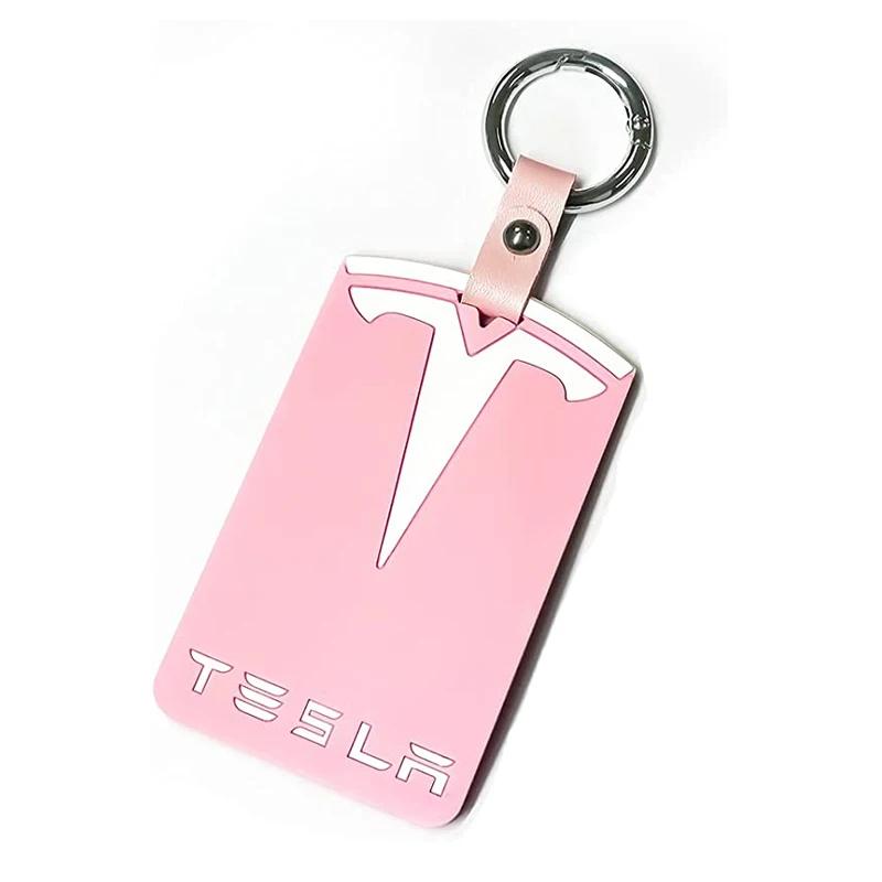 

3D Design Highlight Key Card Holder Silicone Protector Cover Keychain for Tesla Model 3 Model Y Accessories