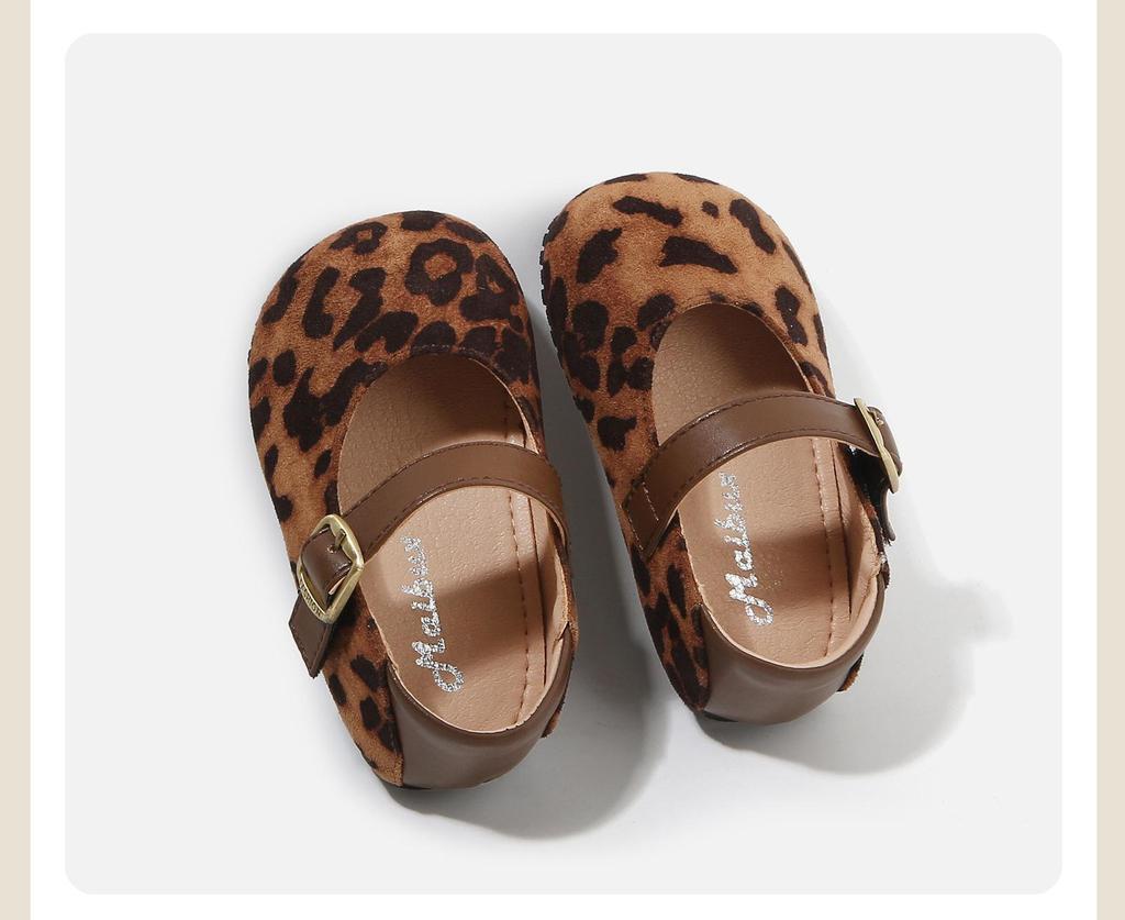 Spring 2026 Soft Sole Leopard Print Baby Walker Shoes for Girls – Korean Style, Non-slip, Fashionable, Small Leather Design