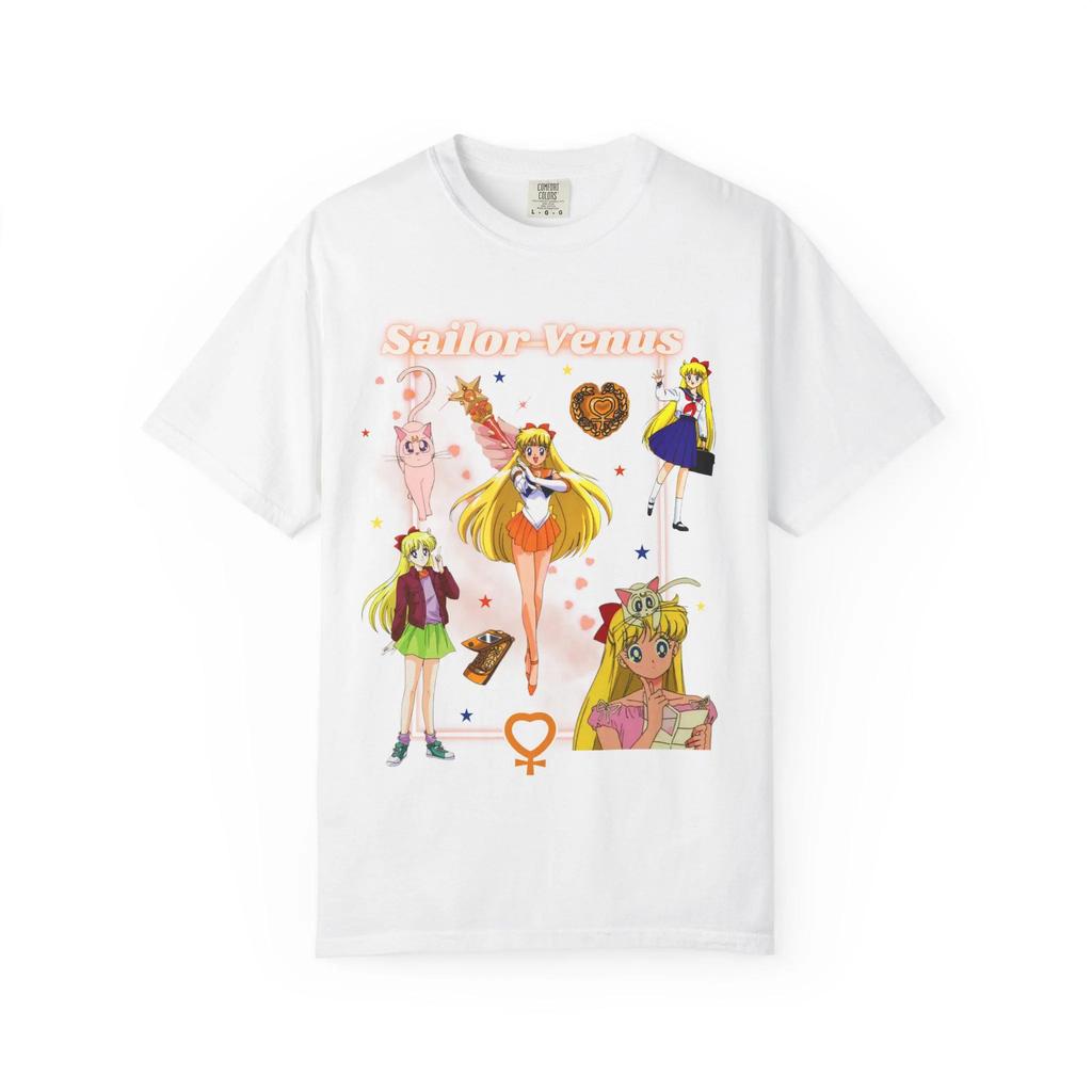 Bequemes Sailor Venus Collage Anime Shirt Sailor Moon T-Shirt Artemis Zauberstäbe 2026 Neues Baumwoll Sommer Unisex und Damen T-Shirt