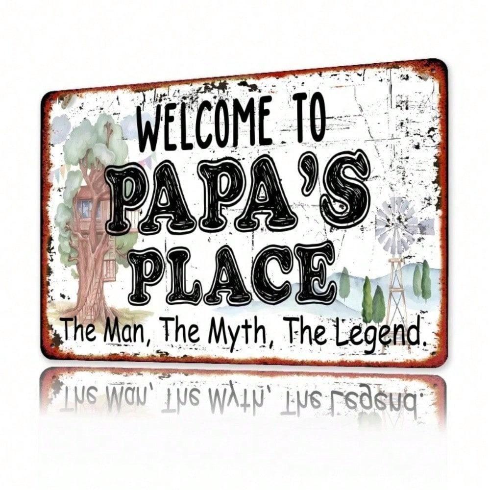 Vintage Metal Dad House Welcome Sign Rustic Father's Day Gift Wall Decor
