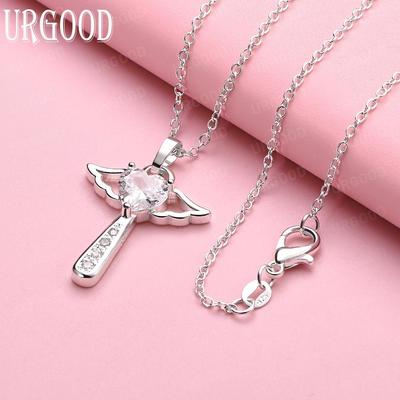 925 Sterling Silber Kreuz AAA Zirkon Anhänger Halskette Mode Hochzeit Schmuck