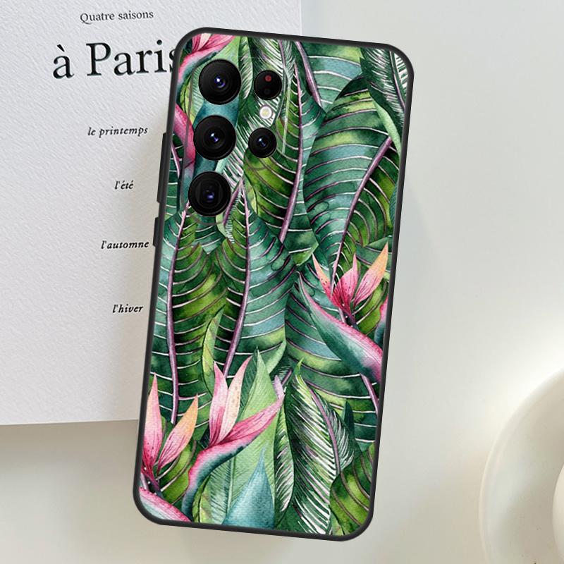 Retro Banana Leaf Plant Case For Samsung Galaxy S26 Ultra S25 S24 S23 S21 S22 Ultra S10 S20 Plus S25 FE Phone Cover
