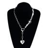 Punk Gold Color Heart Pendant Necklace for Women Trendy OT Buckle Beaded Neck Chain Choker Y2K Jewelry Accessories