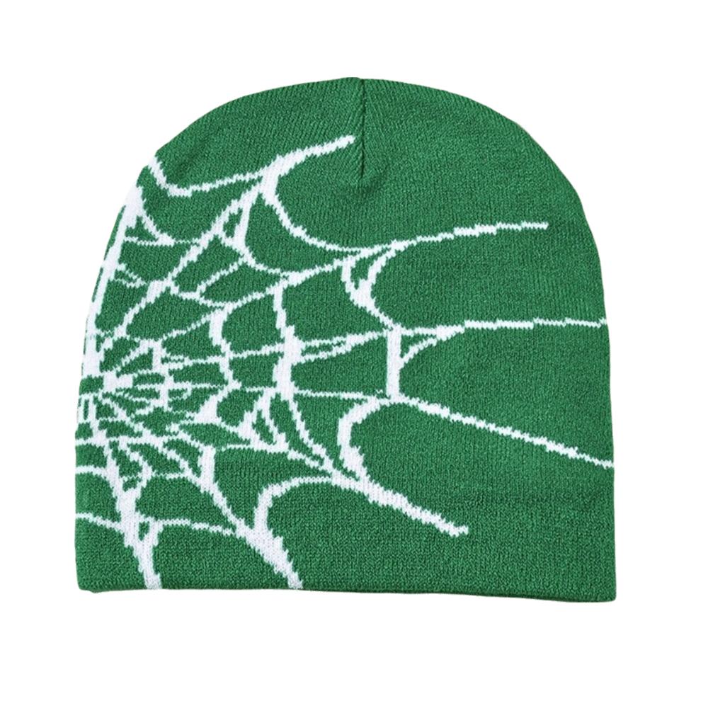 Warm Pullover Hat Soft Cuffed Knitted Hat Y2K Spider Web Pattern Beanie Caps Casual Wear