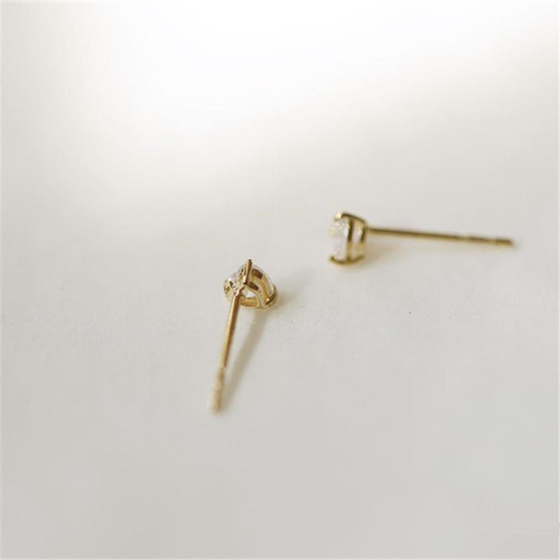 925 Sterling Silver Plated 14K Gold Mini Zircon Heart StudEarrings for Women Student Korean Everyday Versatile Jewelry