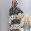 YYFS Women's Fashion Summer Polka Dot Print Long Sleeve O-Neck Casual Dresses