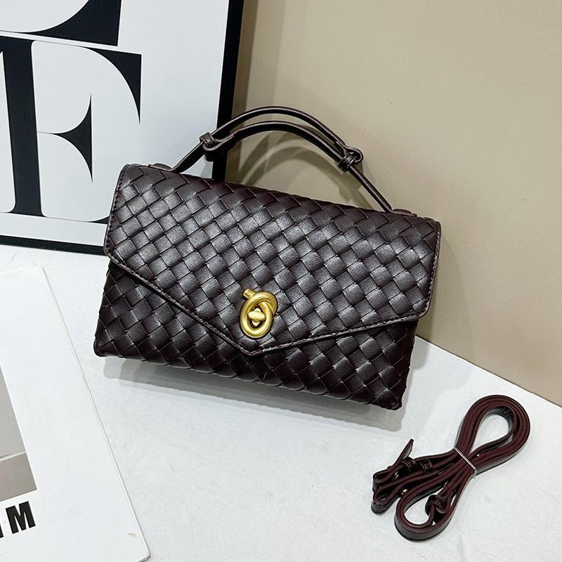 High-end Light Luxury Handbag Authentic Leather Hand-woven Bag 2025 Fashionable Cowhide Square