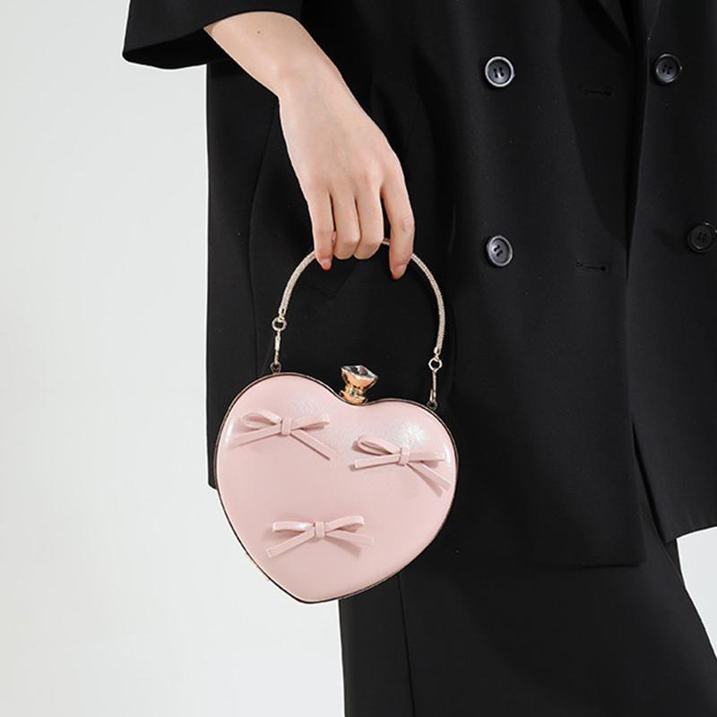 Female Shoulder Bags Advanced Fashion Blue Heart Bow New Trend Sweet Lovely Leisure Trend Solid Color Chain Simple Crossbody Bag AVE