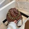 New Arrival Fashionable Diamond-patterned Chunky Chain Bucket Bag Women's Shoulder Crossbody Bag Simple Drawstring Wrinkled Bag
