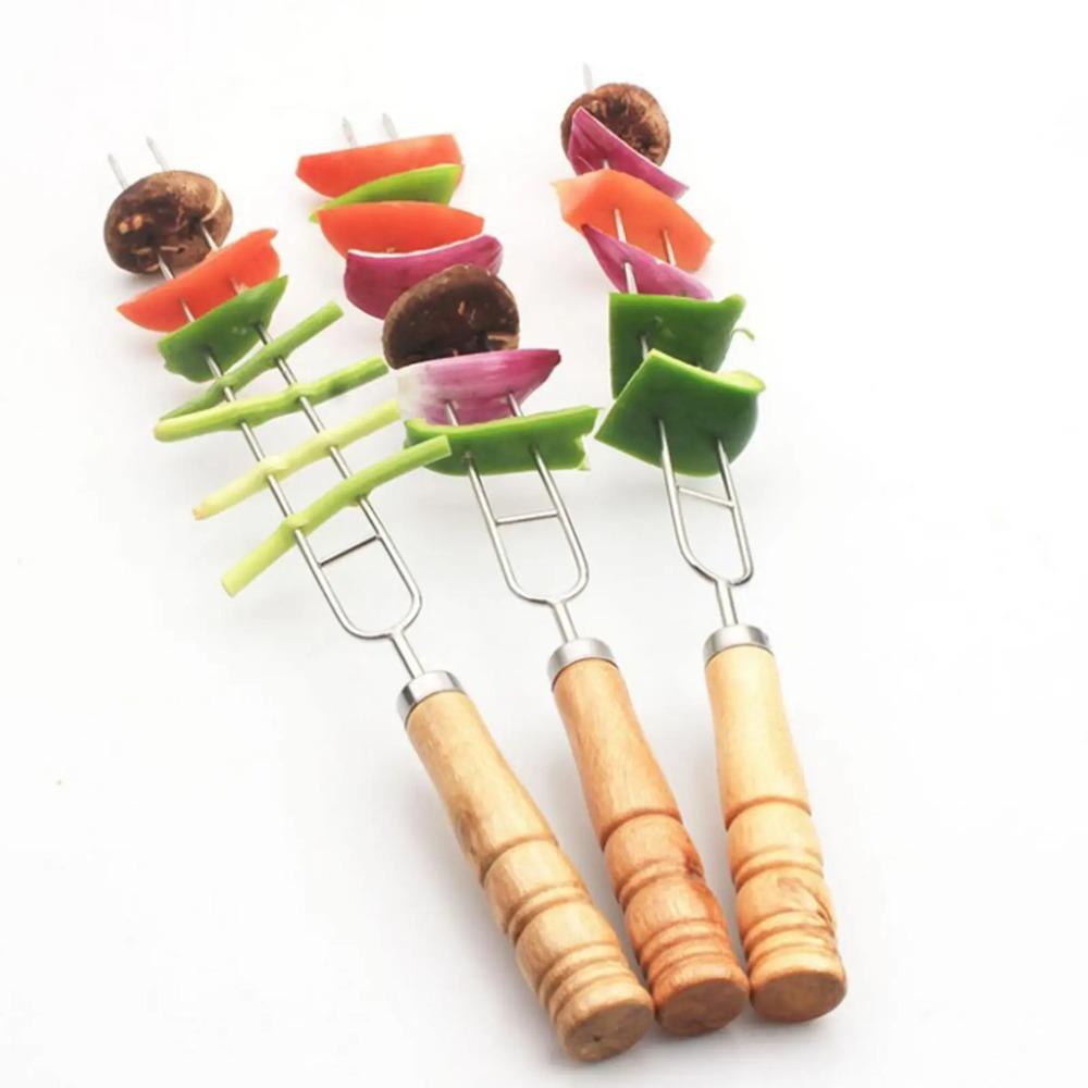 10pcs Reusable BBQ Skewers Stainless Steel Grilled Fork Barbecue Needle Marshmallow